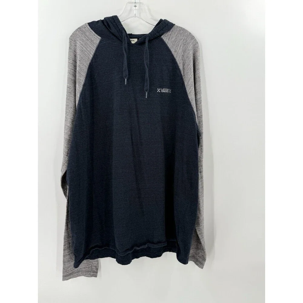 VANS Mens XXL Blue Oversized 100% Cotton Hoodie Skater Sports Sweatshirt EUC